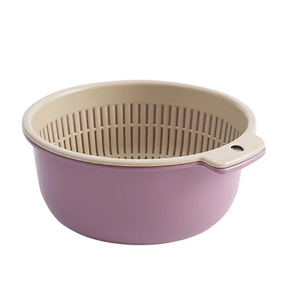 1 Set Double Drain Basket Bowl Washing Storage Basket Strainers Bowls Drainer Vegetable Cleaning Colander Cocina Kitchen Gadgets