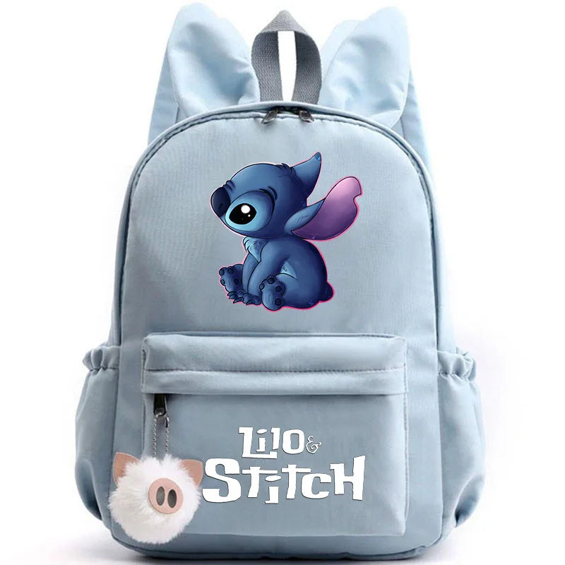 Disney Lilo Stitch Cute Backpack for Girl Boy Student Teenager Rucksack Women Casual School Bags Travel Rabbit Ears Mochila