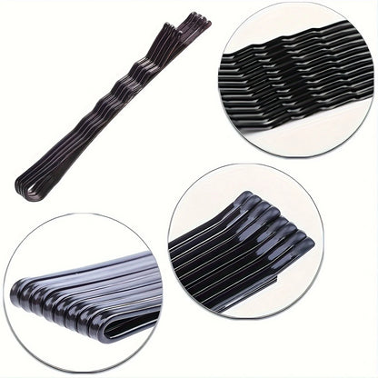 50/100pcs Classic Black Hair Clips For Girls - 2.17inch Alloy Bobby Pins, Fashionable Accessory For Teens & Up