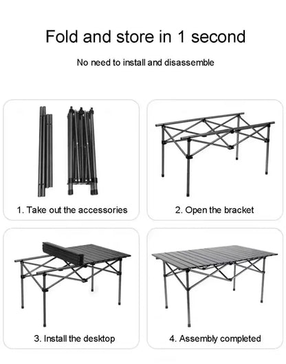 Outdoor Picnic Table With Easy Carrying Bag Lightweight For Self-Driving Trips Egg Roll Long Table Portable Camping Folding Desk