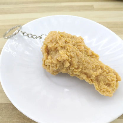 Funny Fried Chicken Leg Chicken Wing Keychain Creative Mini Simulation Food Pendant With Key Ring For Handbag Purse Accessories