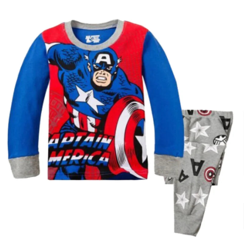 High Quality kid's Pajamas Set Avengers Hulk Boy Girl Captain America Cartoon Longsleeved Pajama and pajama suit for kids gift