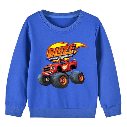 Autumn Kids Blaze And The Monster Machines Cartoon Funny Sweatshirts Children's Hoodies Baby Pullover Tops Girls Boys Clothes