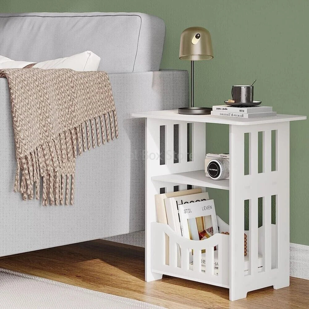 Bedside Table Cabinet Small Square Desks 2-Layers Bookshelf Sundries Holder Living Room Coffee Table Nightstand Storage Shelf