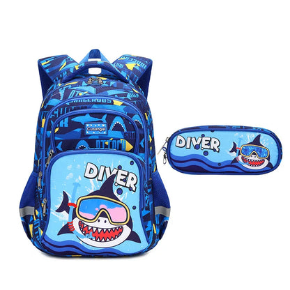 Boys Dinosaur Backpack Set with Lunch Box Pencil Case, School Book Bag for Kids Elementary Preschool