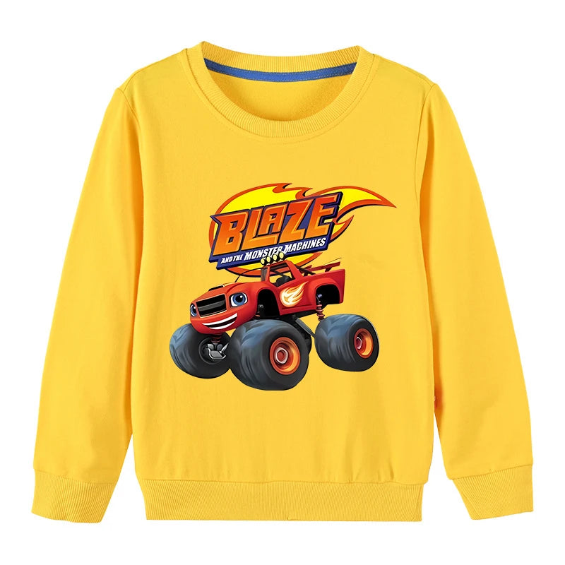 Autumn Kids Blaze And The Monster Machines Cartoon Funny Sweatshirts Children's Hoodies Baby Pullover Tops Girls Boys Clothes