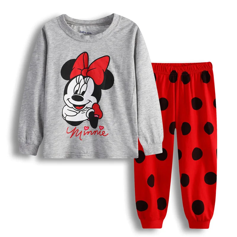 New Spring Autumn Children's Clothing Set Mickey Minnie girl boy Sleepwear Kids Pajamas Set Baby Girls Cotton Cartoon Pyjamas