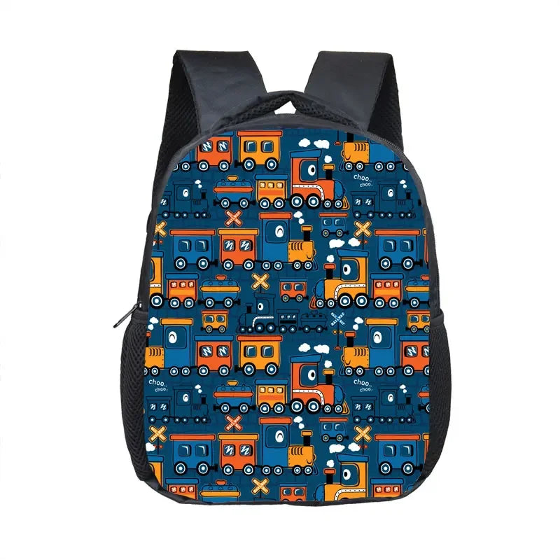 Cute Cartoon Train Locomotive Print Backpack for 2-4 Years Old High-speed Train Kids Bookbags Boy Girl Toddler School Bag Gift