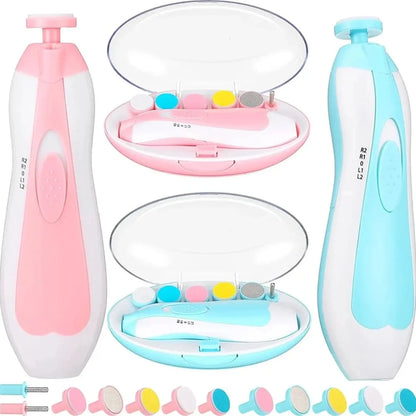 6 in 1 Electric Baby Nail Trimmer Sharpener, Kids Scissors, Baby Nail Care Trimmer Manicure, Blue/Pink