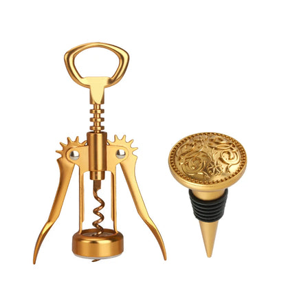 Dark Gold Wine Opener Wing Corkscrews with Beer Bottle Opener Stooper and Bag in Gift Box for Kitchen Accessories Gift Idea