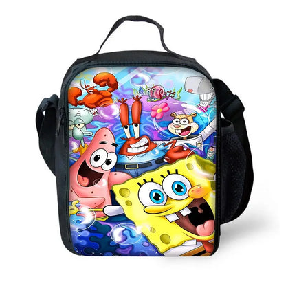 Cartoon Cute Child School Backpack with Lunch Bags ,Pencil Bags ,School Bags for S-spongebobS Boys Girls Best Gift