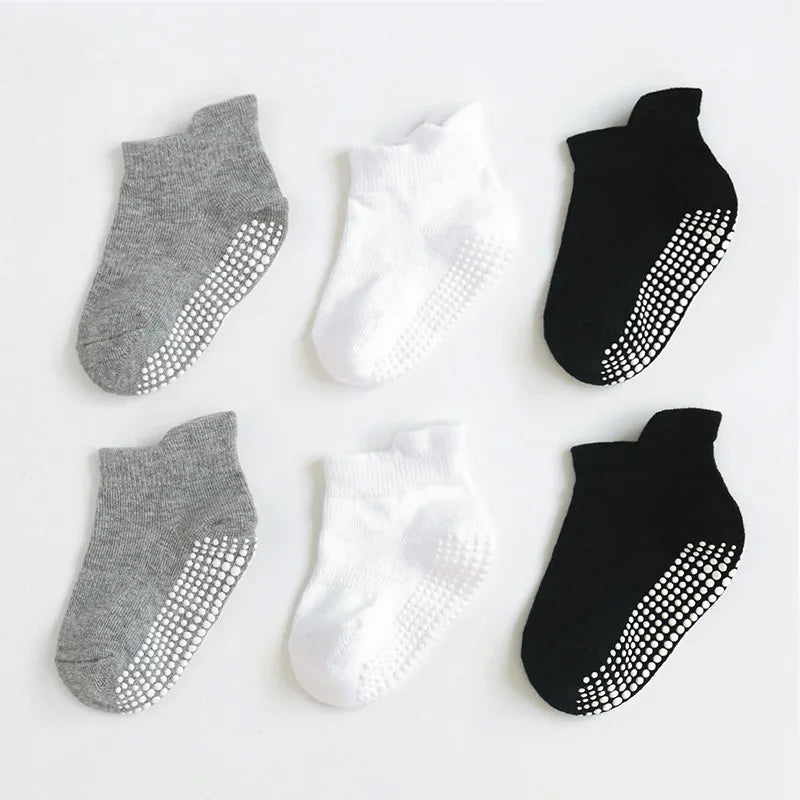 6Pairs Baby's Non-slip Floor Socks For Toddler Kids Boys Indoor Activities Learn To Walk Ankle Socks