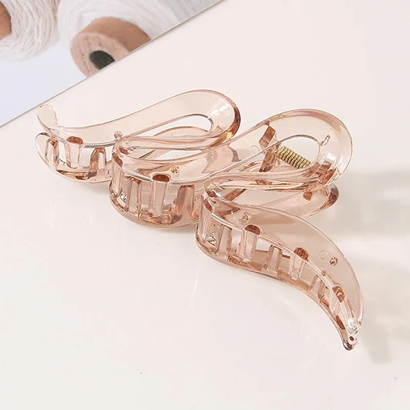 Fashion 13CM Oversized Wavy Frosted Matte Transparent Bright Shark Clip Headdress Hairpin Hair Accessories For Women Girls New