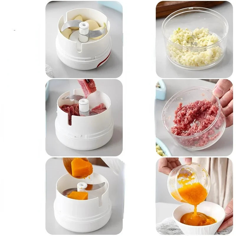 Mini Food Garlic Vegetable Grinder Chopper Mincer Crusher Press for Meat Nuts Pepper Onion Multi-function Manual Food Processor