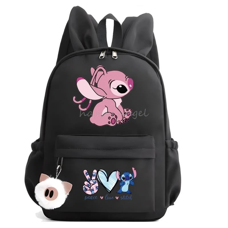 Hot Disney Lilo Stitch Backpack for Girls Boys Student Teenager Rucksack Women Casual School Bags Travel Rabbit Ears Mochila