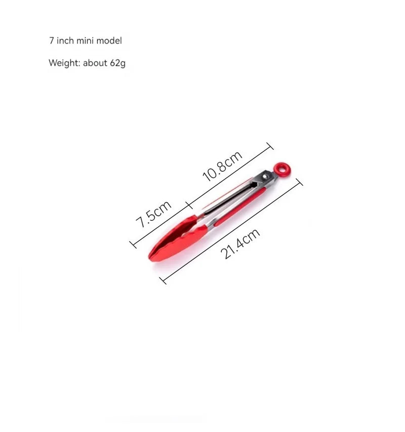 Food Grade Silicone Stainless Steel Anti-Scalding Food Tongs High Temperature Resistant Barbecue Tongs