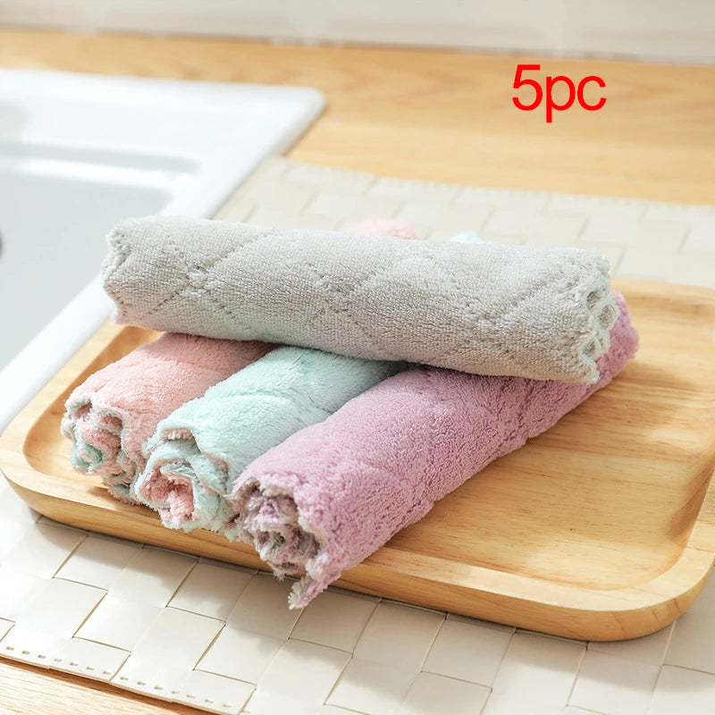 5/10PC Kitchen Accessories Super Absorbent Microfiber Dish Cloth Tableware Household Cleaning Towel Kitchen Tools Gadget ALI253