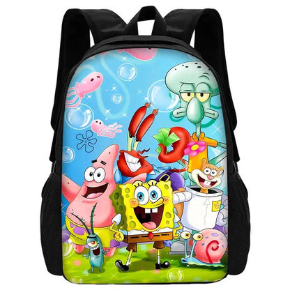 Cartoon Cute Child School Backpack with Lunch Bags ,Pencil Bags ,School Bags for S-spongebobS Boys Girls Best Gift