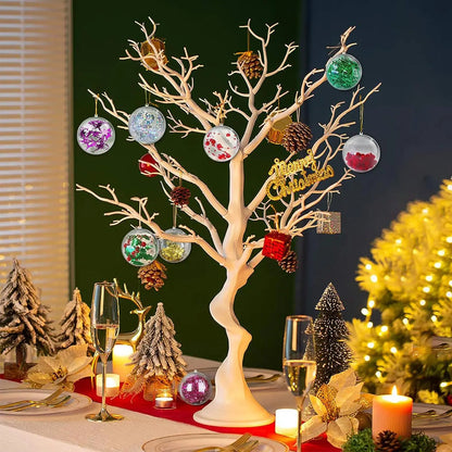 1/12Pcs DIY Hollow Balls Christmas Plastic Transparent Fillable Bauble Xmas Tree Hanging Ornaments Home Party Gifts Box Decor