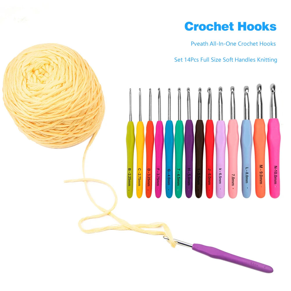 Crochet Hooks Kits with Storage Bag Soft Handle Crochet Needles Yarn Weave Knitting Needles Set DIY Weaving Tool