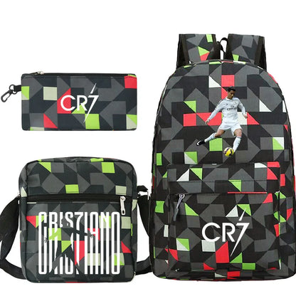 New 3pcs CR7 Backpacks Simple Style Lightweight Boys Girls School Bags Capacity Teens Laptop Backpack Women Men Travel Mochilas