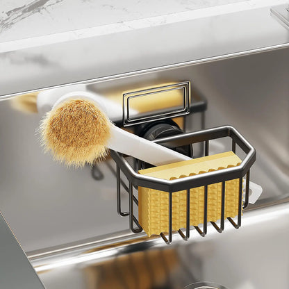 TAILI Sponge Holder with Strong Suction Cup, Dish Sponge Caddy Inside Sink Removable, Rustproof Aluminum for Sponges, Brushes