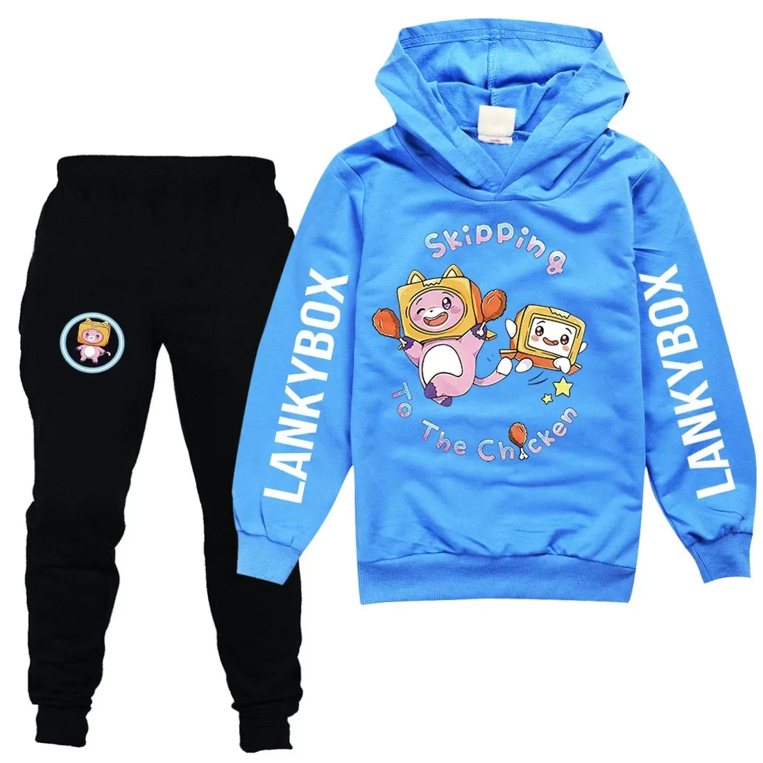 Children 2 Piece Set New Lanky Box Hoodie+Pant Suit 4-13Y Boys Girls Autumn Spring Fashion Anime Cartoon Tracksuit Kids Clothes