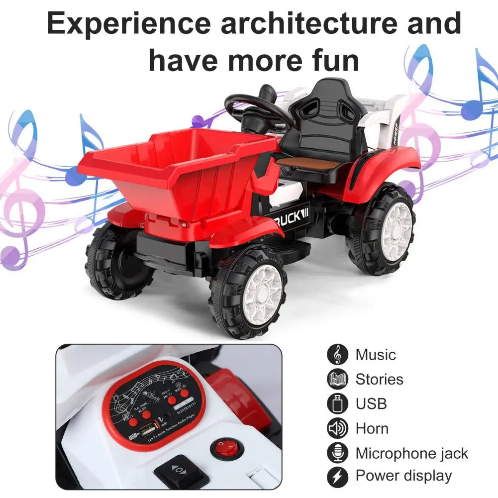 Kid Electric Vehicle Early Education Music Sounds Children Ride On Bulldozer Toy Foot Pedal Kids Electric Engineering Car Gifts