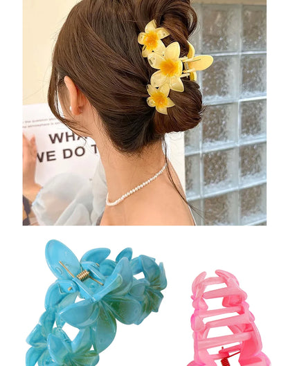 New Versatile Bright Oil French Retro Frangipani Hairpin Simple Fashionable Shark Clip Hair Accessories