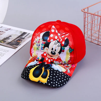 Disney New Anime Frozen Minnie Mouse Kids Brand Hat Boy Girl Travel Caps Spiderman Mickey Baby Caps Figure Gift Toys 3-8Y