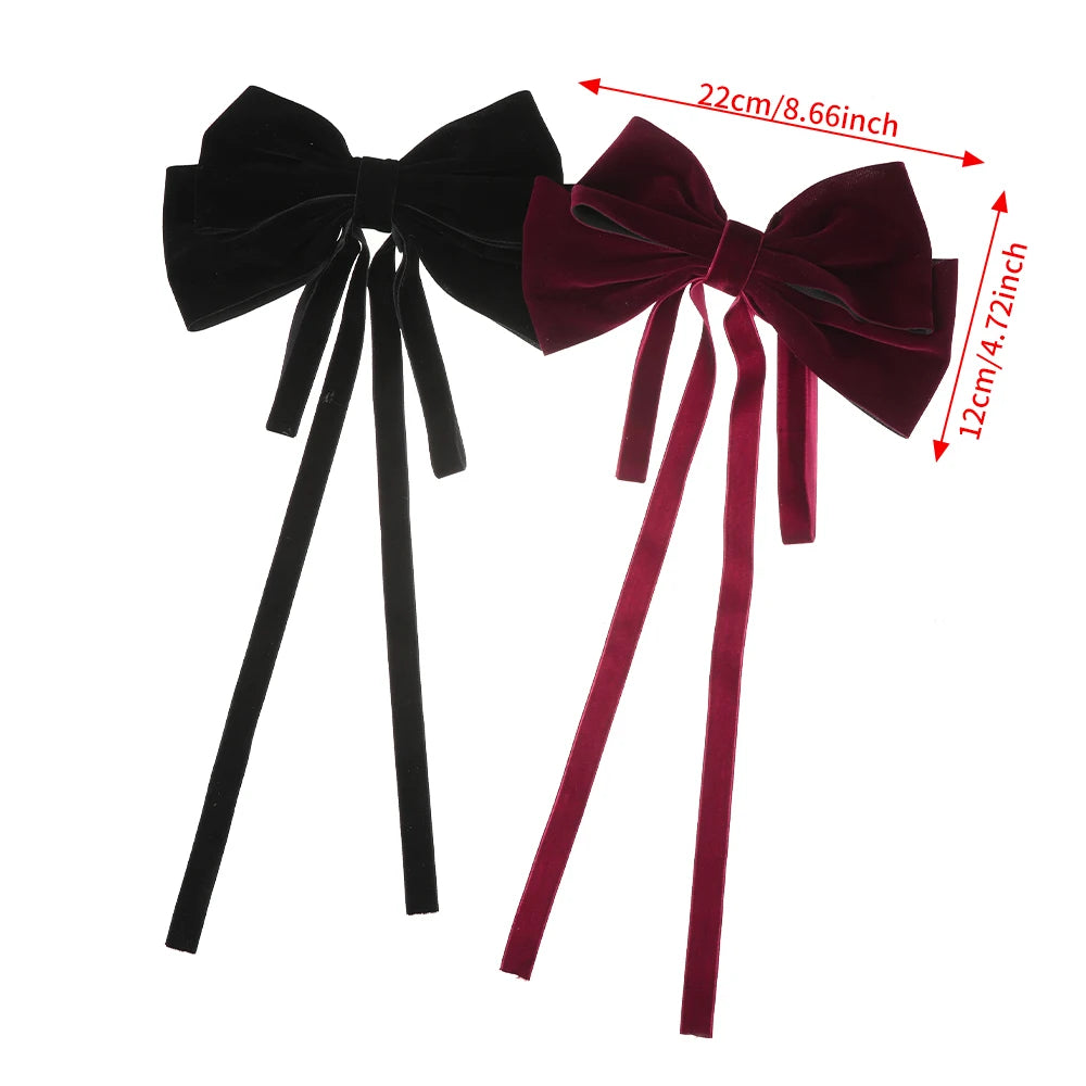 Bow Velvet Barrettes Women Temperament Ponytail Hairpin Hair Clip Girls Black Red Ribbon Hair Clip Fashion Hair Accessories