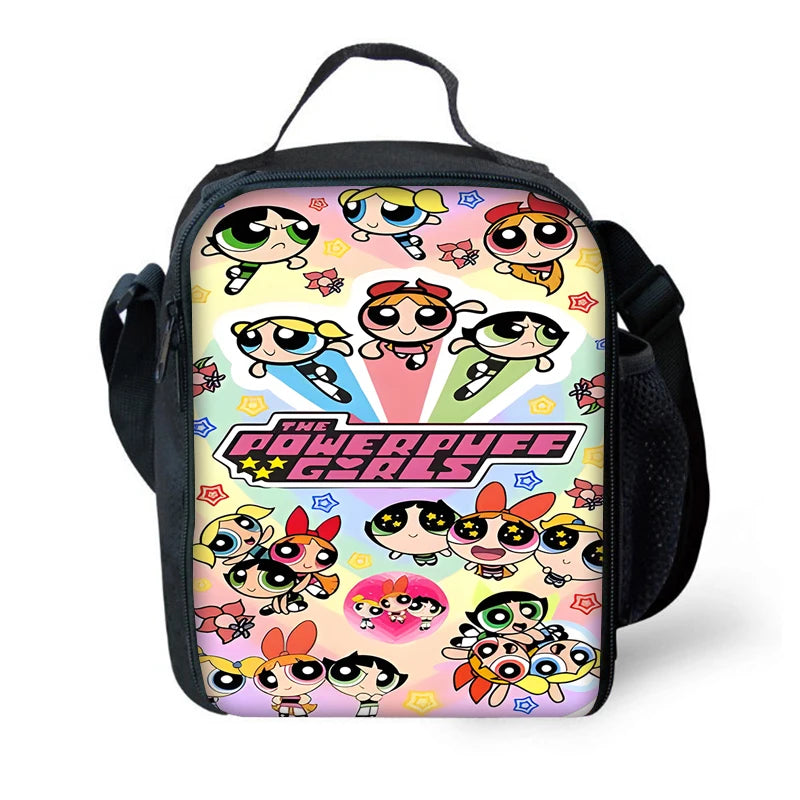 3 pcs set Cute Anime Powerpuffs Girlss Child School Backpack with Lunch Bags ,Pencil Bags ,School Bags for Boys Girls Best Gift