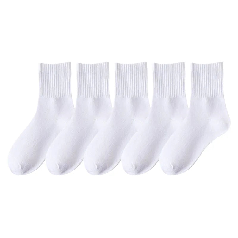 5 Pairs Kids Socks Cotton Breathable Comfy For Boys Girls White Black Socks