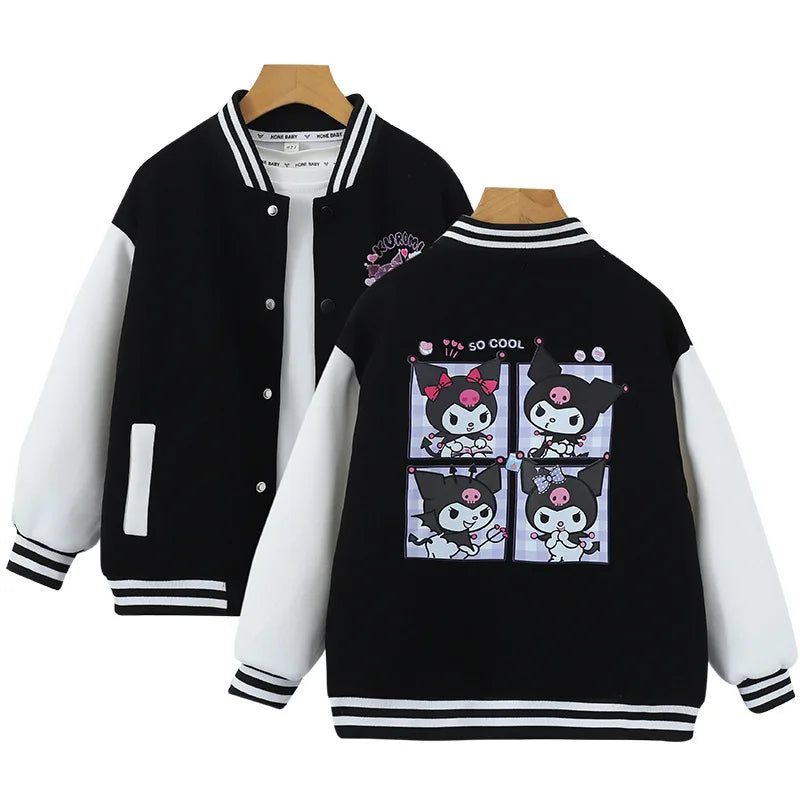 Sanrio Girls Boys Cartoon Kuromi Jacket Children Teen Coats Spring Autumn Kids Single breasted Jackets Casual Sports Outerwear