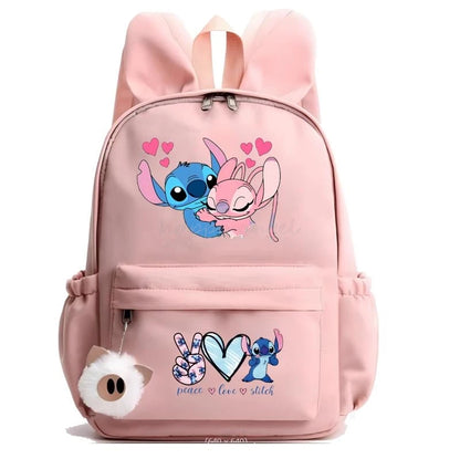 Hot Disney Lilo Stitch Backpack for Girls Boys Student Teenager Rucksack Women Casual School Bags Travel Rabbit Ears Mochila