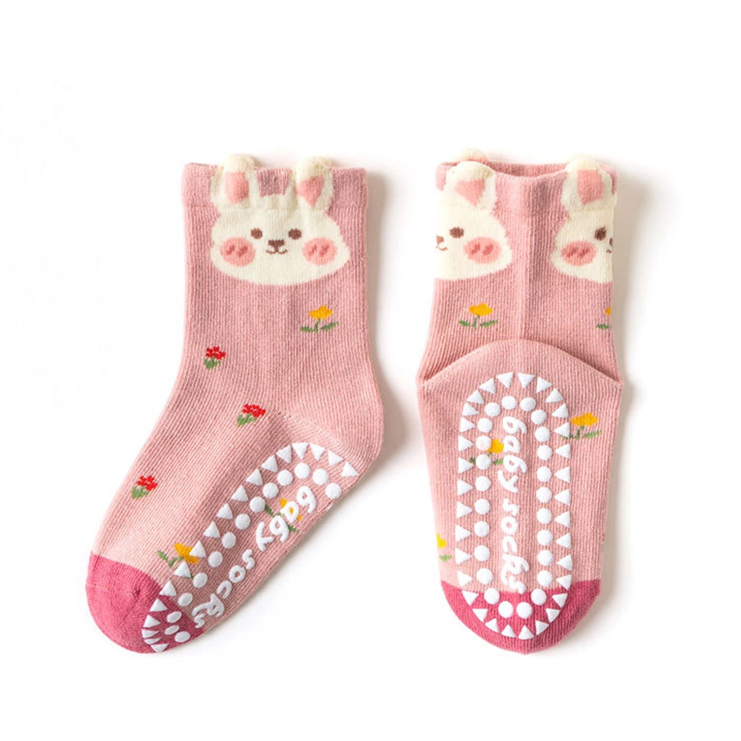 5 Pairs Children's Socks Cotton Non-slip Socks Floor Socks Cartoon Flowers Baby Socks Toddler Boy Girl Socks Kids Socks 0-12 Ys