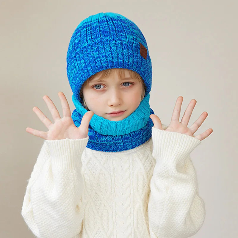 2/3Pcs Kids Winter Hat Scarf Gloves Set Warm Children Beanie Hats Neck Warmer Non Slip Gloves Child Boys Cap Kids Gift 4-10Y