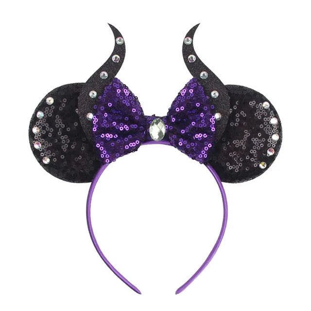 2023 Newest Mickey Mouse Ears Headband Kid Adult Festival Party Sequins Bow Hairband Women Baby Girl Party Hair Accessories Gift