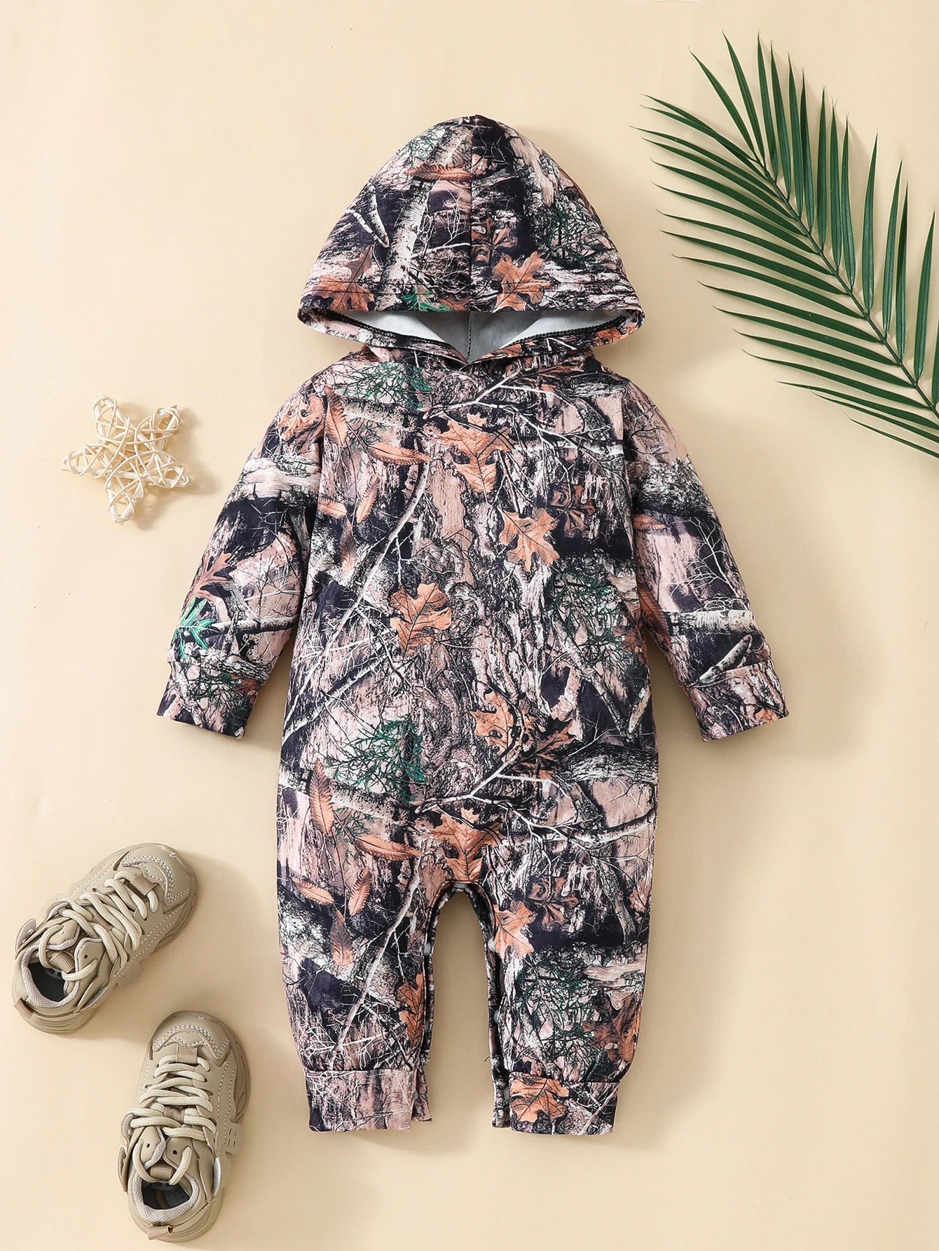 Adorable & Soft Baby Boy's 3D Branch Hooded Onesie   Durable &Easy-Care Knit for Spring/Fall