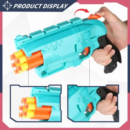 Kids 6-Shot Soft Bullet Gun with 20 Bullets Target Wristband Nerf Blaster Toy Gun Indoor Outdoor Shooting Dart Blaster Gift