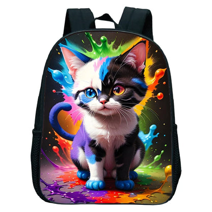 Cute Cat Print Backpack For Preschool Children Kitten Pattern School Bags Lightweight Boys Girls Kindergarten Backpack Kids Gifs