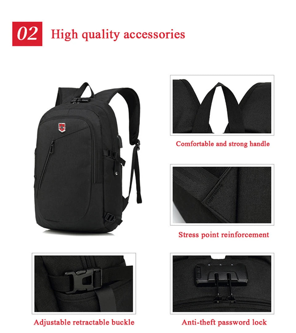 Brand New Anti-thief USB Charging bagpack Men 15.6inch laptop backpacks Waterproof Oxford Travel Backpack School bags Coded Lock