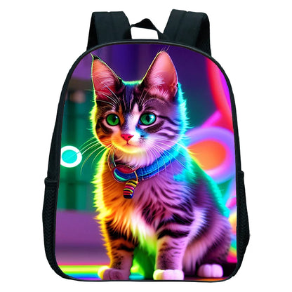 Cute Cat Print Backpack For Preschool Children Kitten Pattern School Bags Lightweight Boys Girls Kindergarten Backpack Kids Gifs