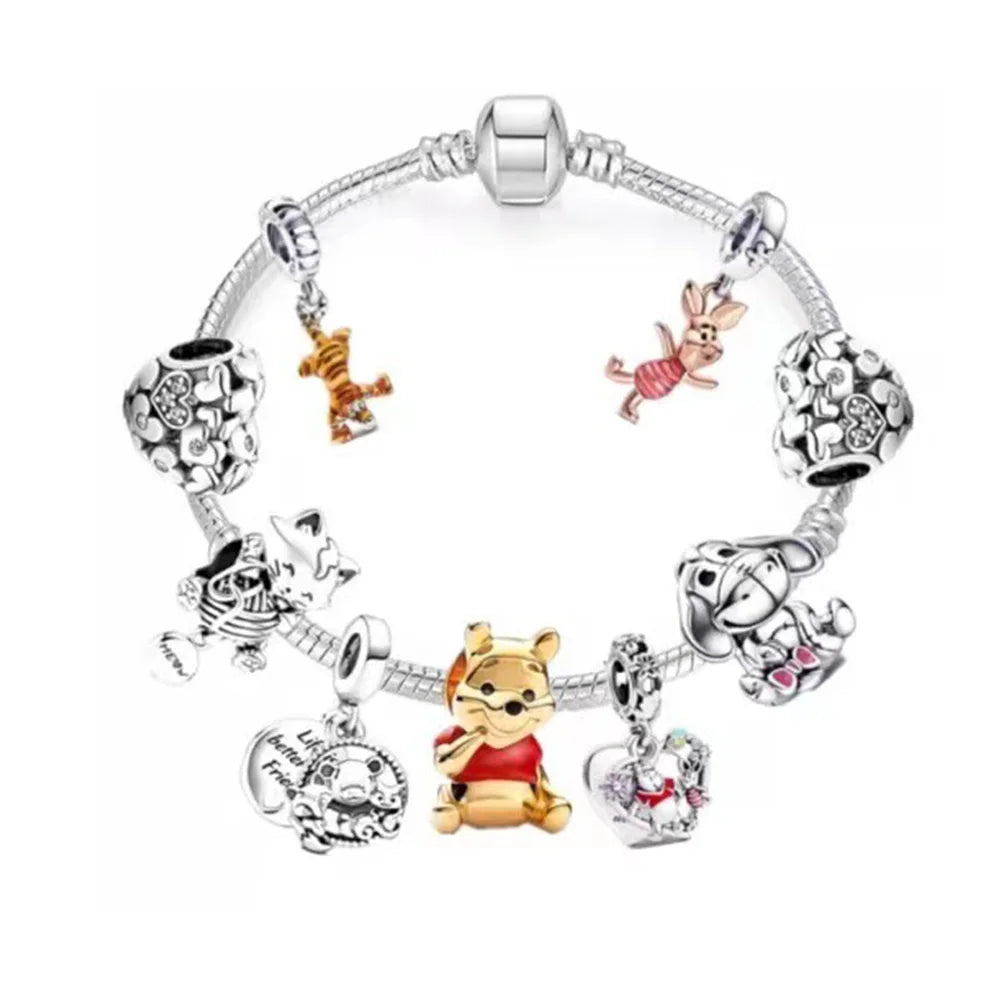 Disney 100th Princess Pumpkin Cart Mickey Minnie Dumbo Charm Stitch Beads Fit Original Pandora Bracelets DIY Jewelry Gifts Toy