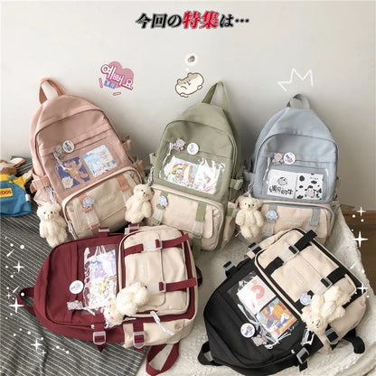 Kawaii Women Backpack Waterproof School Bag For Teenager Girl Student Bookbag Laptop Rucksack Cute Female Travel Bagpack Mochila