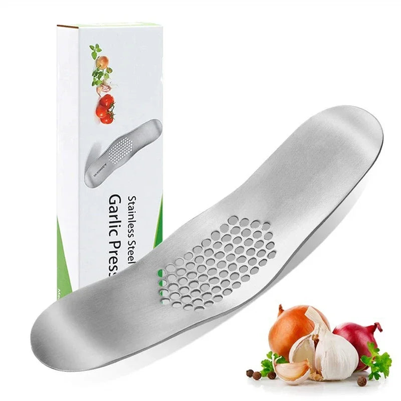 Kitchen Gadget Curved Garlic Press Stainless Steel Multi-function Manual Garlic Creative Cloves Kitchen Garlic Press Tool