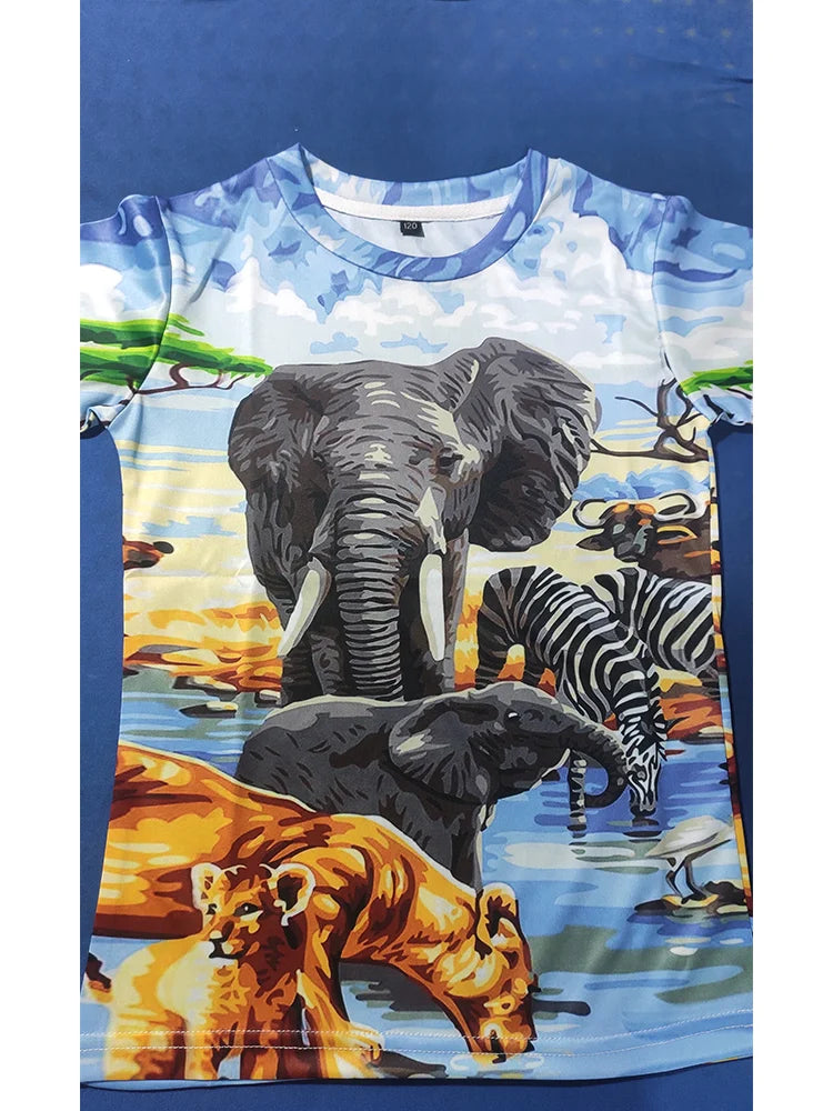 3-14 Ys Baby Boys Dionsaur T-Shirt Children's Clothing Kids Clothes Boys Girls T Shirt Summer Cartoon Tops Short Sleeve Tees