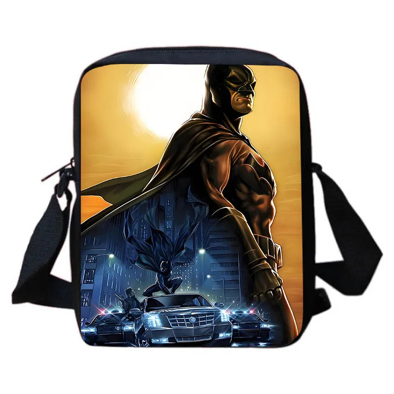 Cartoon Super Hero B-BatmanS LOGO Child Backpack,Shoulder Bag,Pencil Bag for 4-8 Years Old Anime School Bag for BoyGirl BestGift