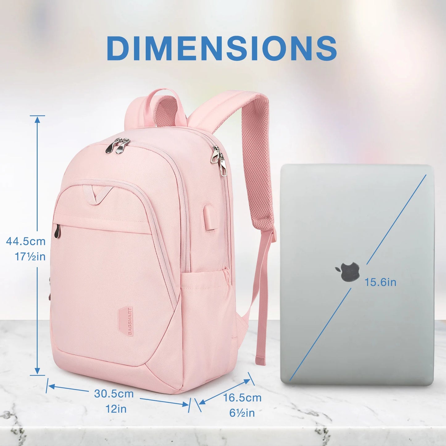 BAGSMART Backpacks for Women School Bag for girl 17.5''/15.6'' Notebook Travel Laptop Computer Backpack with USB Charging Port