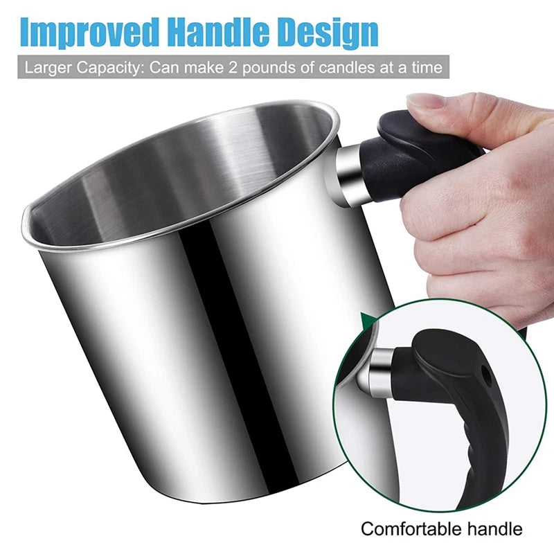 Candle Making Pouring Pot, 44 Oz Double Boiler Wax Melting Pot, Candle Making Pitcher, Heat-Resistant Handle